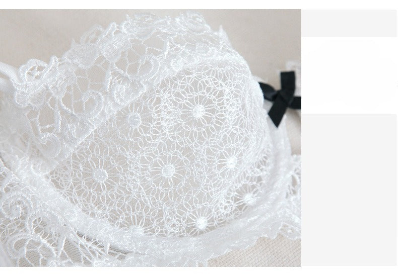 Half-Cup Embroidered Lace Push-Up Bra Set – Ultra-Thin, Enhancing | 4 Colors