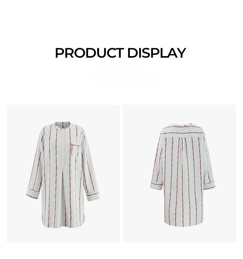 Red Rose Stripe Long Sleeve Pajama Set | French Sweet Loungewear