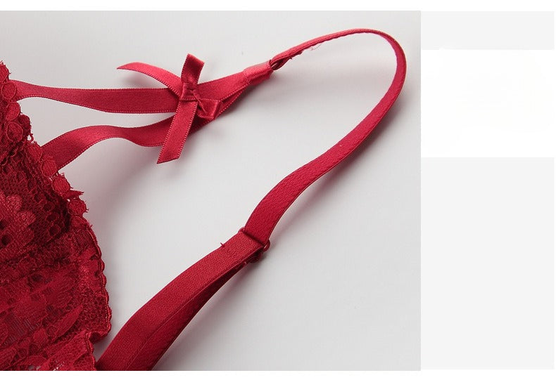 Jacquard Lace Half-Cup Push-Up Bra Set – Lifting & Anti-Sag | 3 Colors