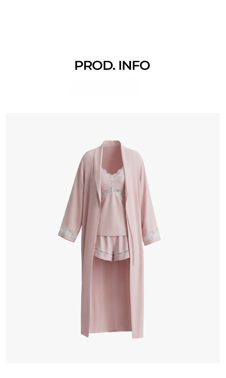 Slip Nightgown, Robe & Shorts Three-Piece Set | Luxury Loungewear