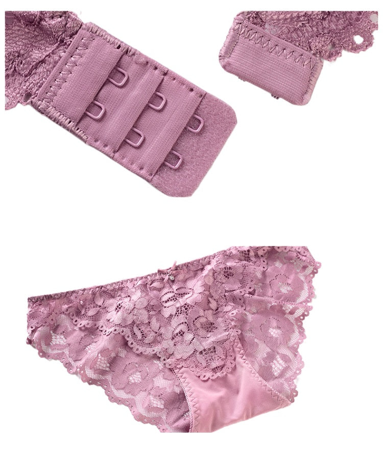 Lace Bra & Panty Set – Wireless Push-Up with Floral Embroidery | 7 Colors