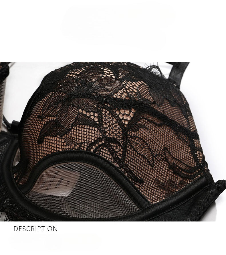 French Lace Lingerie Set – Lightweight Breathable Bra with Minimizing & Anti-Sag Support