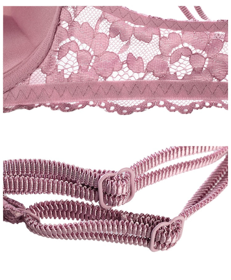 Lace Bra & Panty Set – Wireless Push-Up with Floral Embroidery | 7 Colors