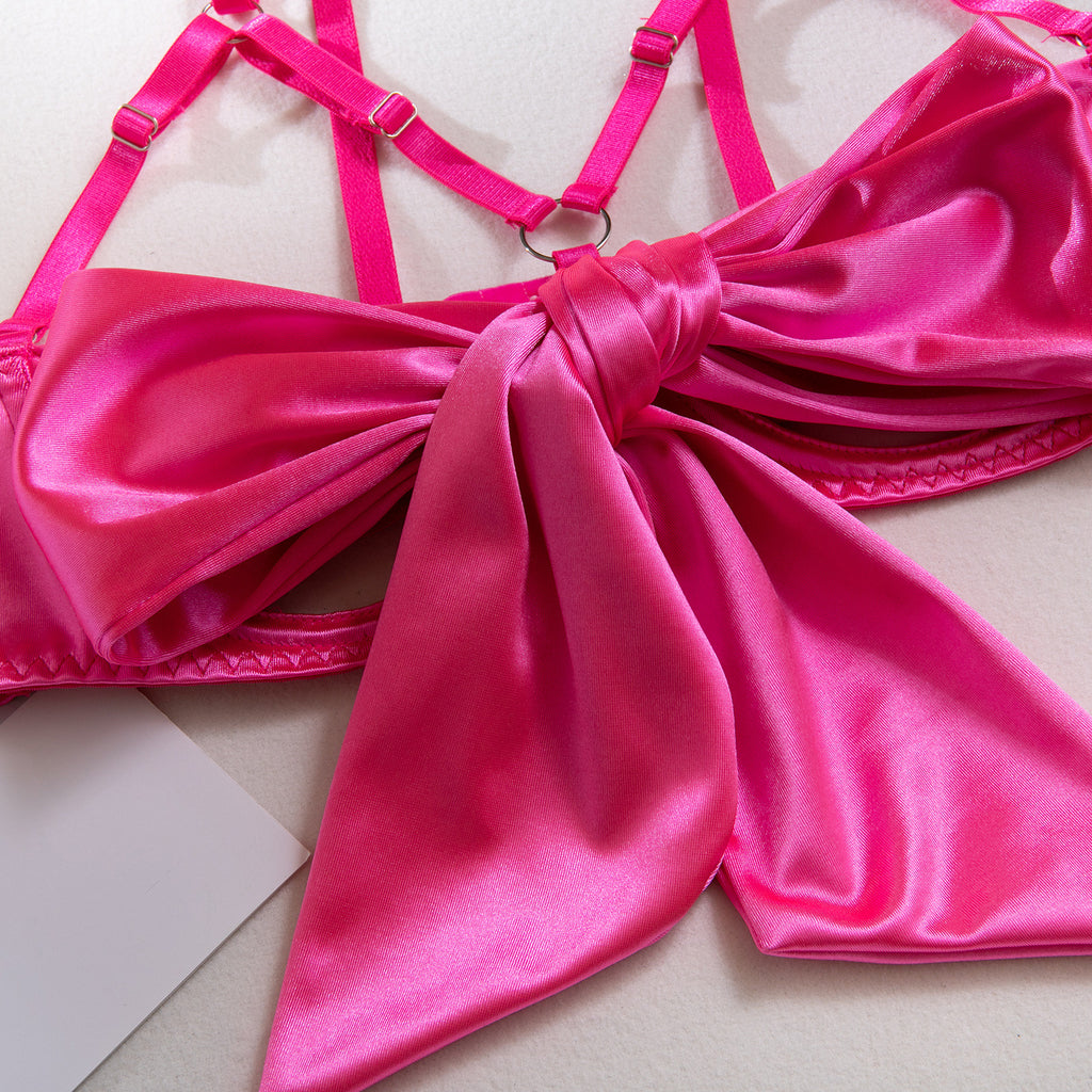 AliExpress hot-selling lingerie steel ring hollow sexy breast satin satin belt leg ring three pieces