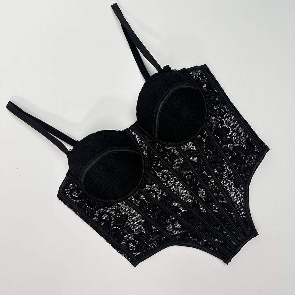 Luxury Lace Trim Fishbone Corset Bra