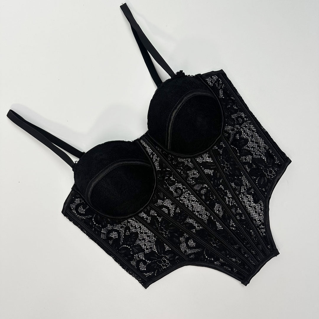 Luxury Lace Trim Fishbone Corset Bra