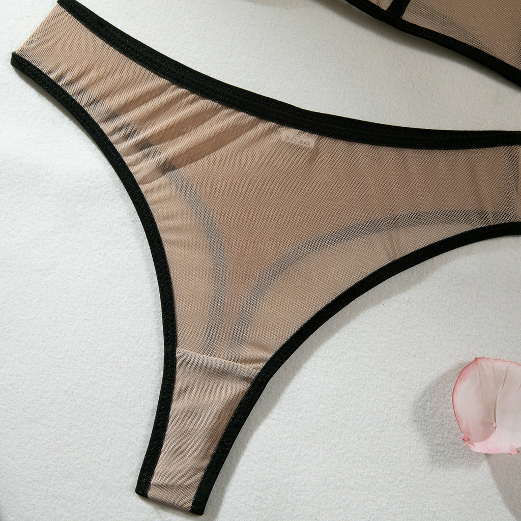 Fishbone Colorblock Sheer Mesh Lift Bra Set