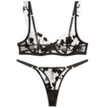 French Lace Embroidered Bra Set – Minimizing & Anti-Sag with Sheer Cups