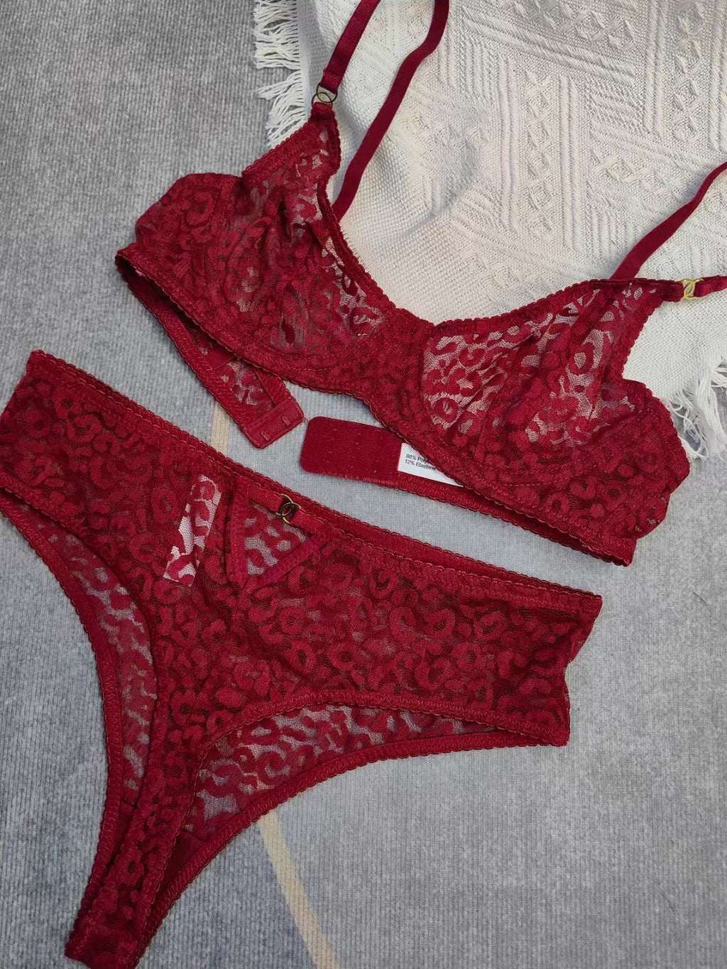 French Jacquard Lace Bra Set – Sheer, Anti-Sag, Full Coverage