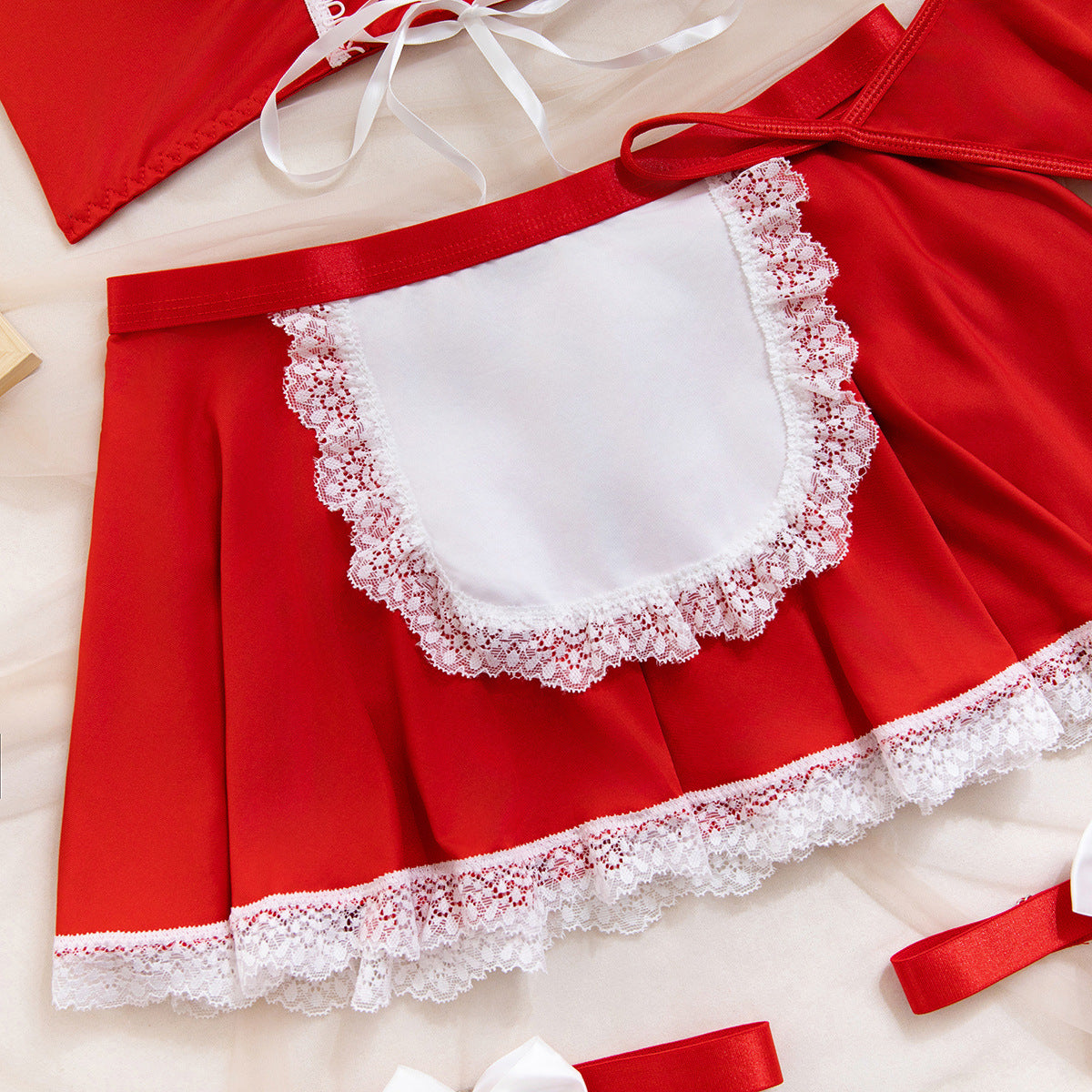 Sinful Maid Lace Apron Lingerie Four-Piece Set