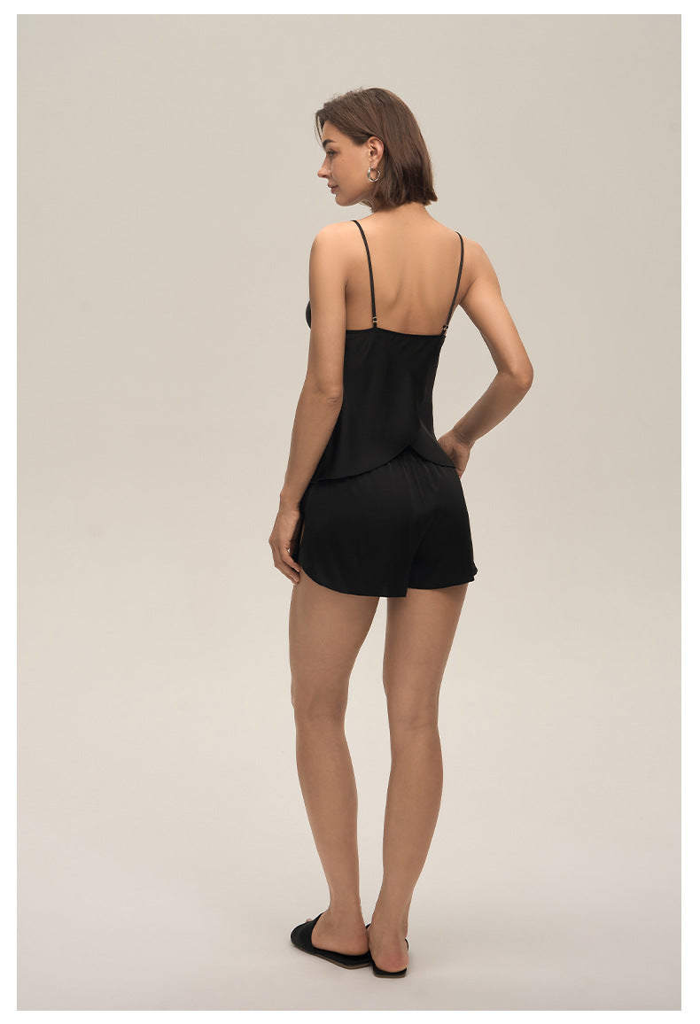 Swing Collar Spaghetti Strap Shorts Loungewear Set — Casual Homewear