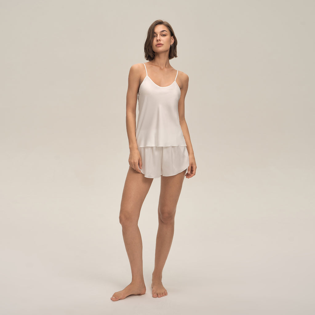 Satin Chiffon Spaghetti Strap Shorts Pajama Set — Sexy Summer Loungewear