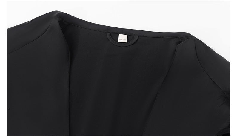Hooded Feather Trim Long Robe | Detachable Luxury Loungewear