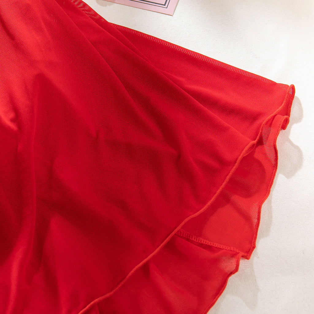 Satin Bow Sheer Lace Sleep Dress