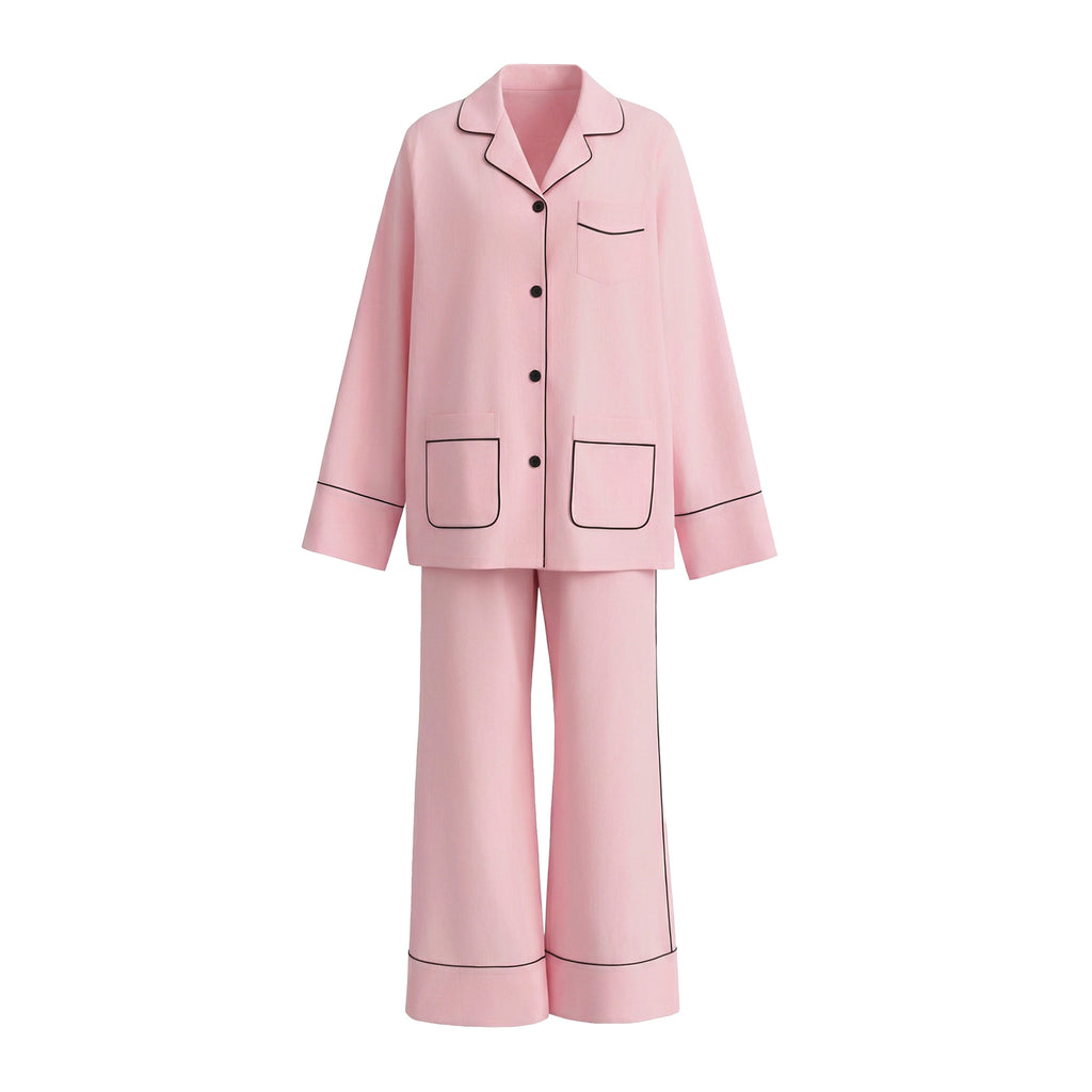 Lyocell Cardigan Lapel Long Sleeve Pajama Set | Elegant Wearable Loungewear