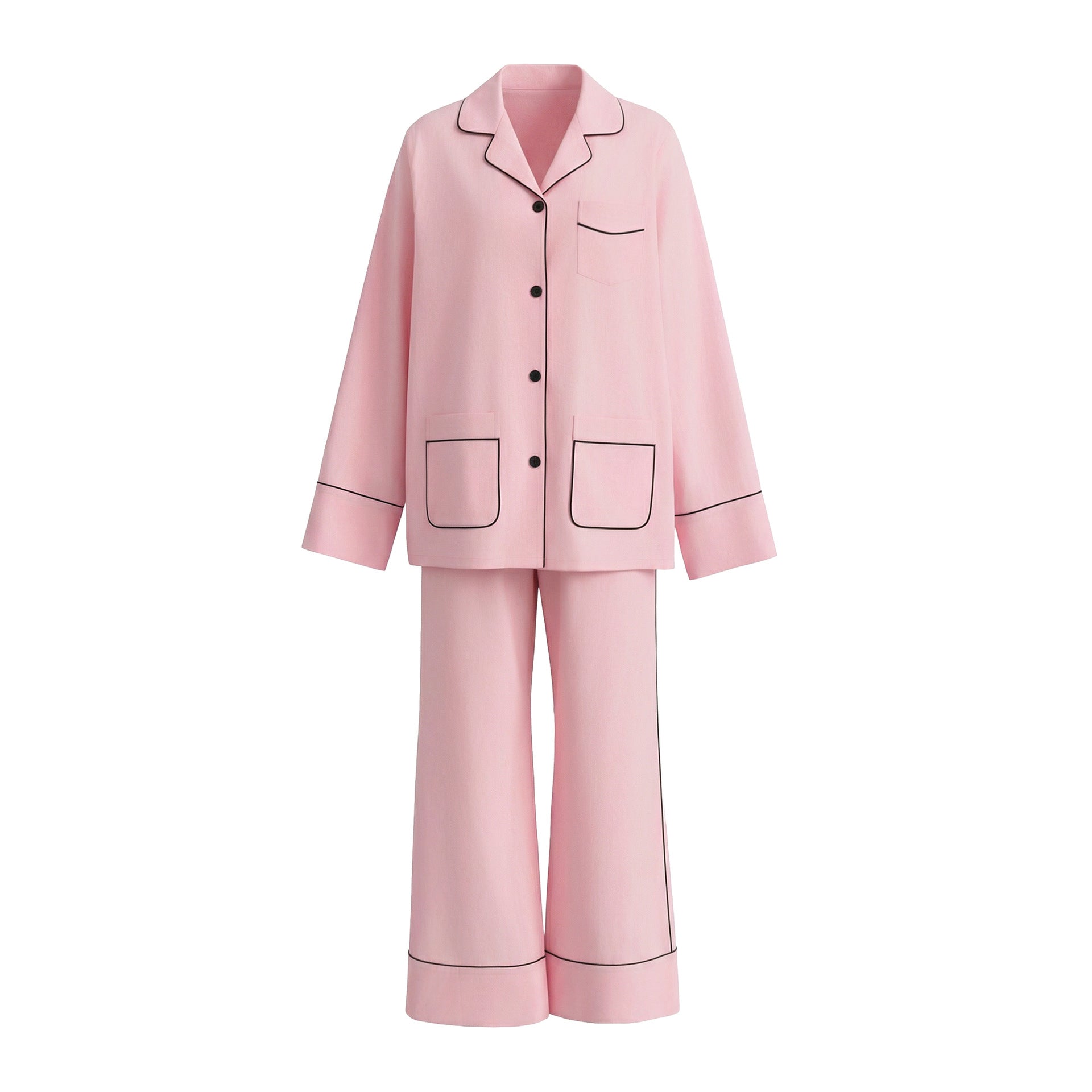 Lyocell Cardigan Lapel Long Sleeve Pajama Set | Elegant Wearable Loungewear