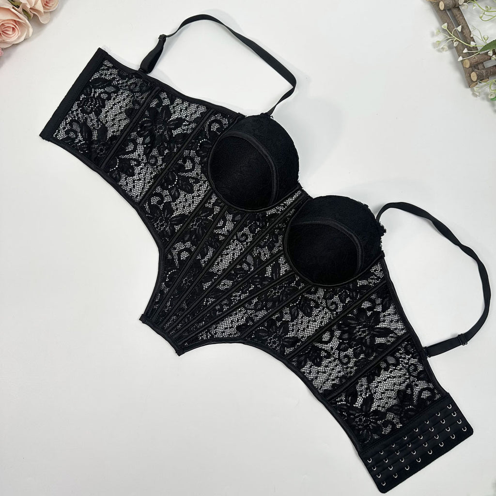Luxury Lace Trim Fishbone Corset Bra