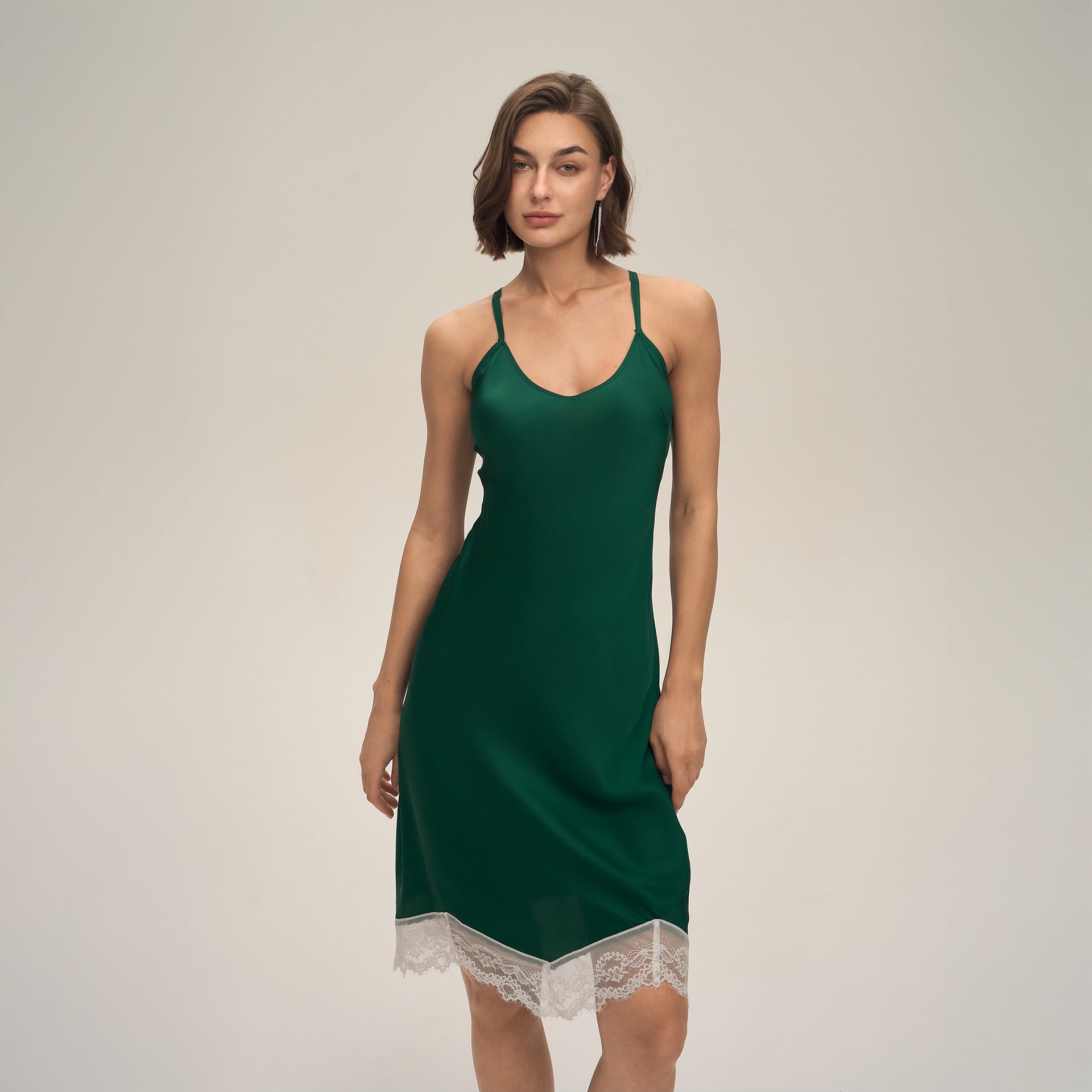 Satin Lace Backless Spaghetti Strap Maxi Slip Dress — Sexy Sleepwear