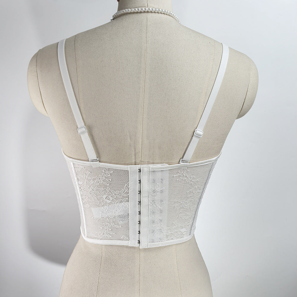 Open Back Lace Fishbone Corset Bra
