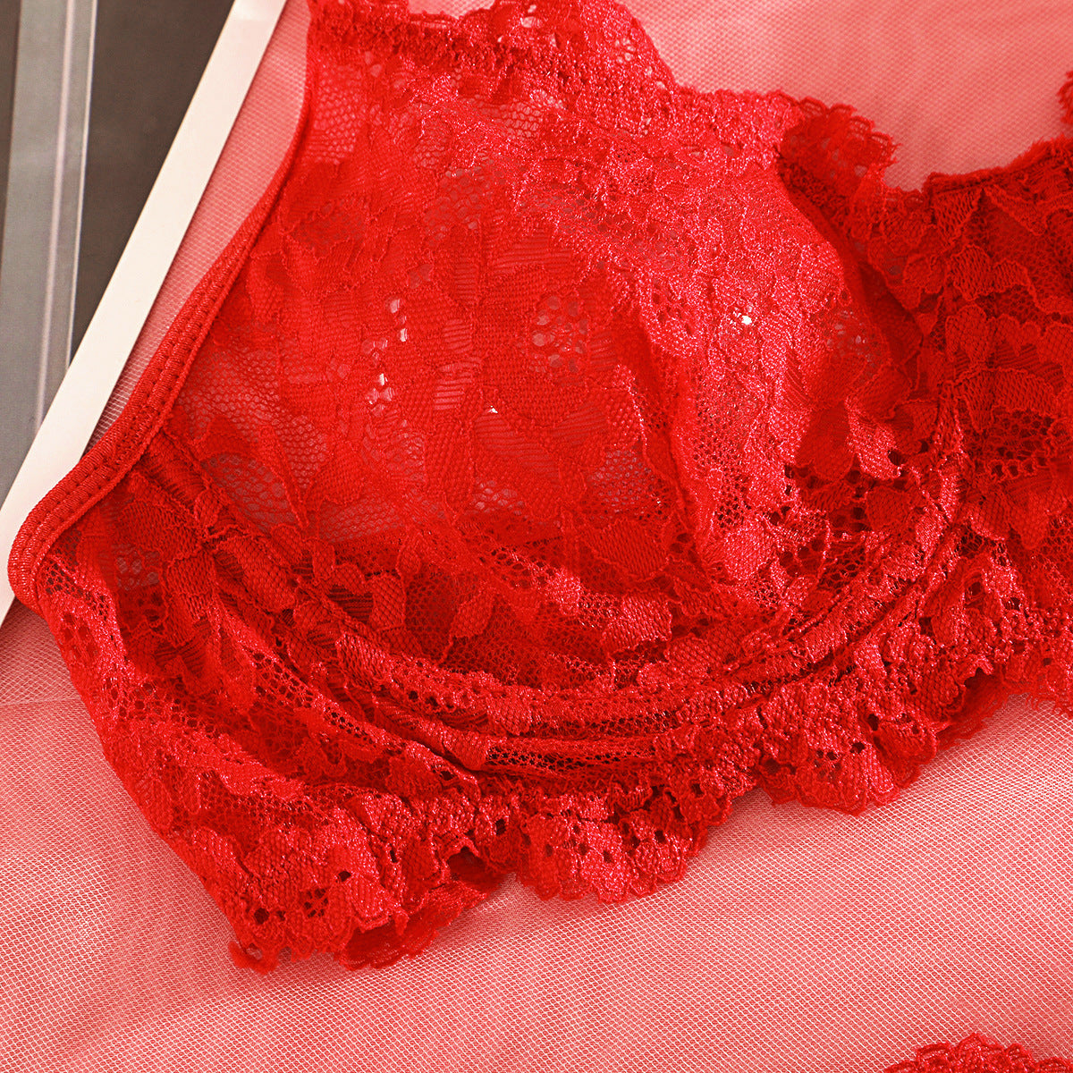 Spaghetti Strap Lace Sheer Sexy Lingerie Set