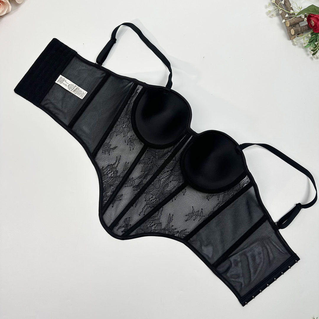 Breathable Open Back Lace Fishbone Corset Bra