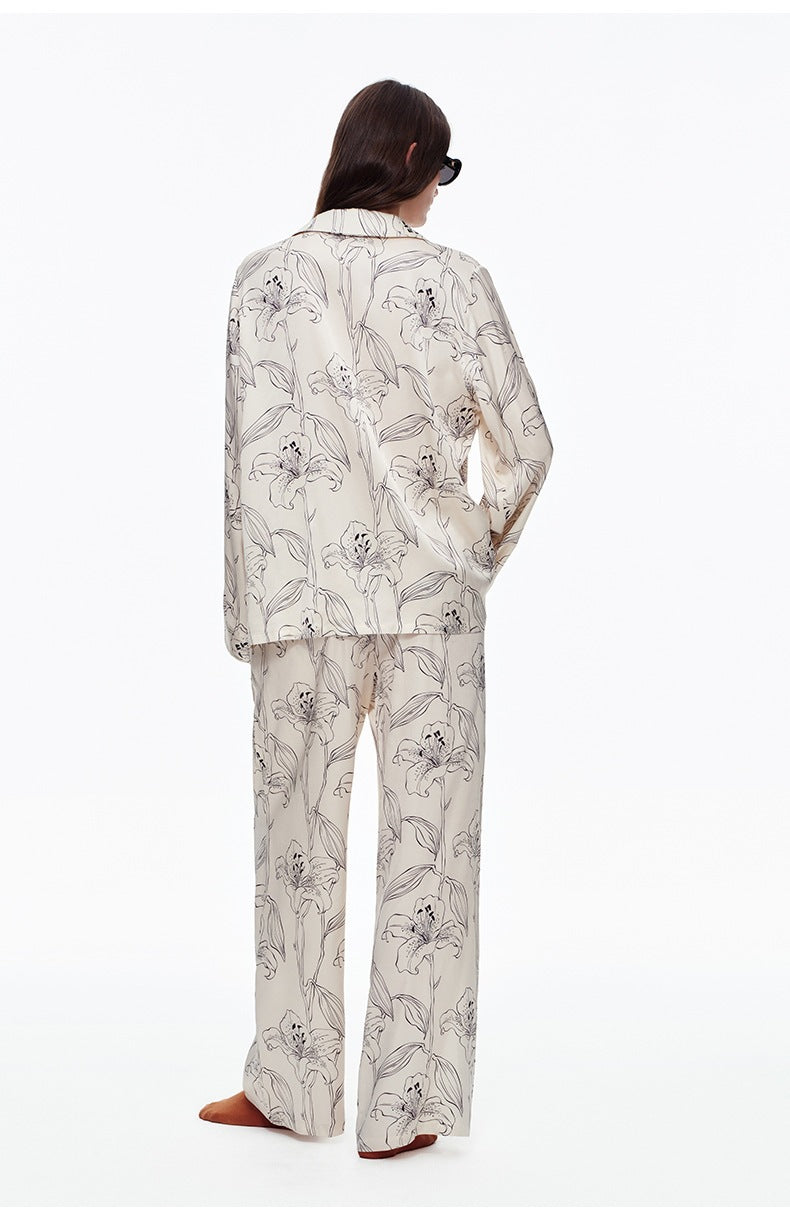 Printed Long Sleeve Pajama Set | Skin-Friendly Comfort Loungewear