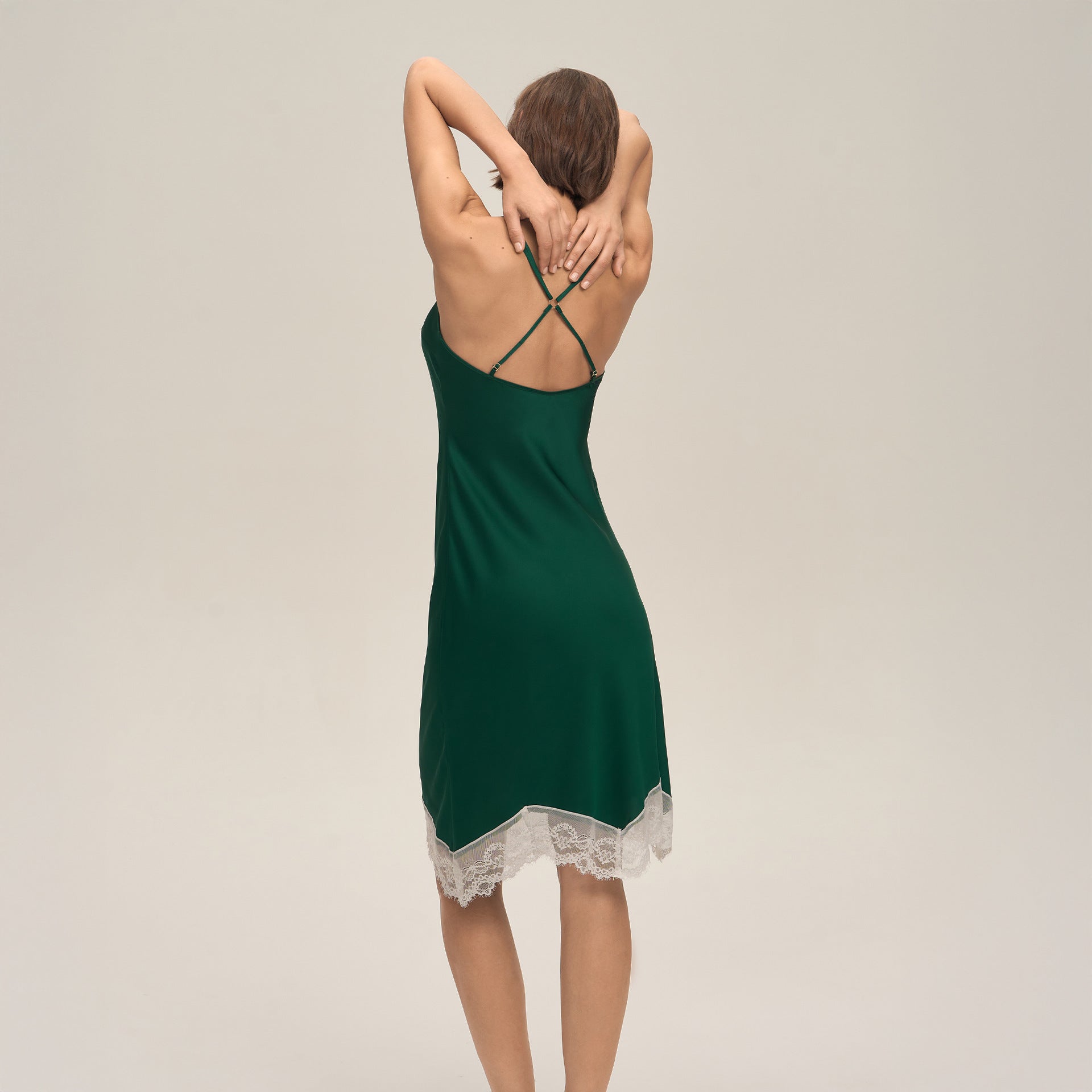 Satin Lace Backless Spaghetti Strap Maxi Slip Dress — Sexy Sleepwear