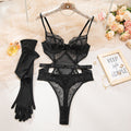 Black Lace Sheer Hollow-Out Mesh Sculpting Bodysuit