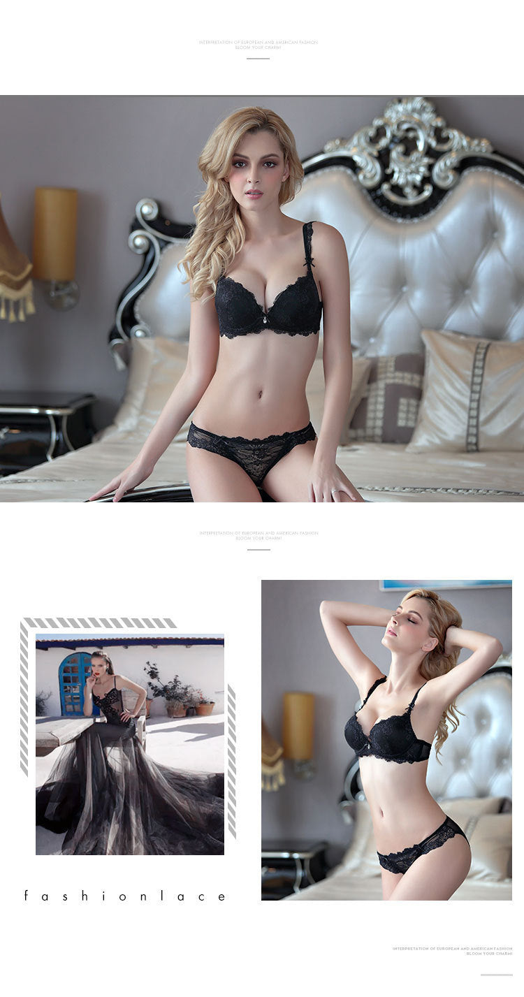 Push-Up Lace Bra Set – Side Support, Anti-Sag & Minimizing | 5 Colors