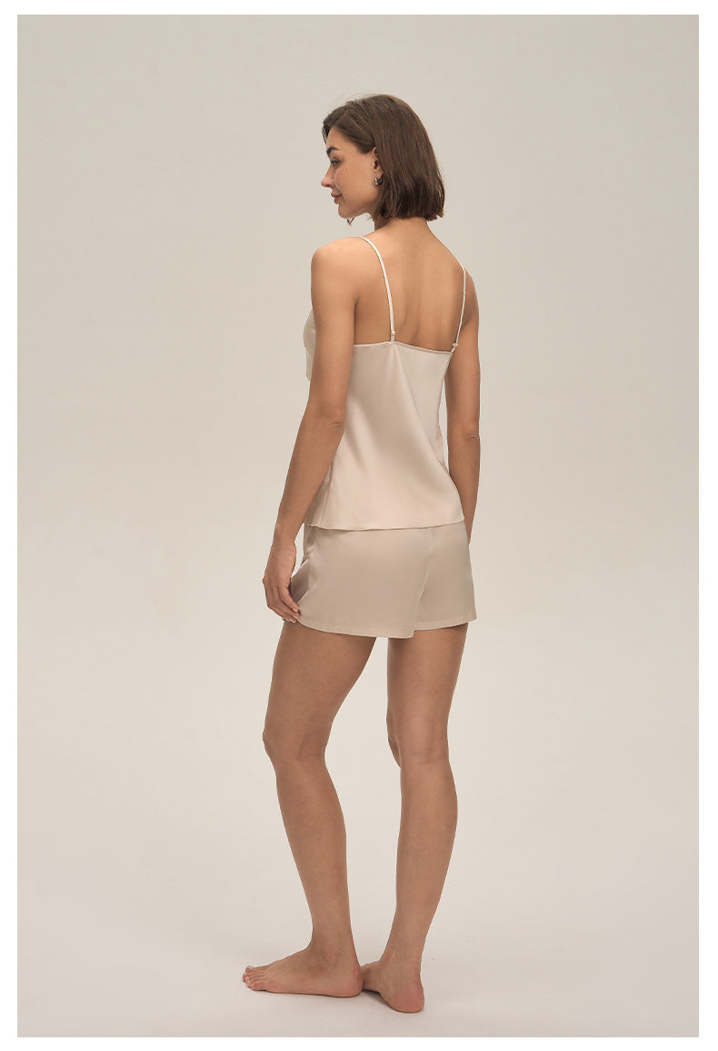 Satin Chiffon Camisole Shorts Loungewear Set — Women's Pajamas