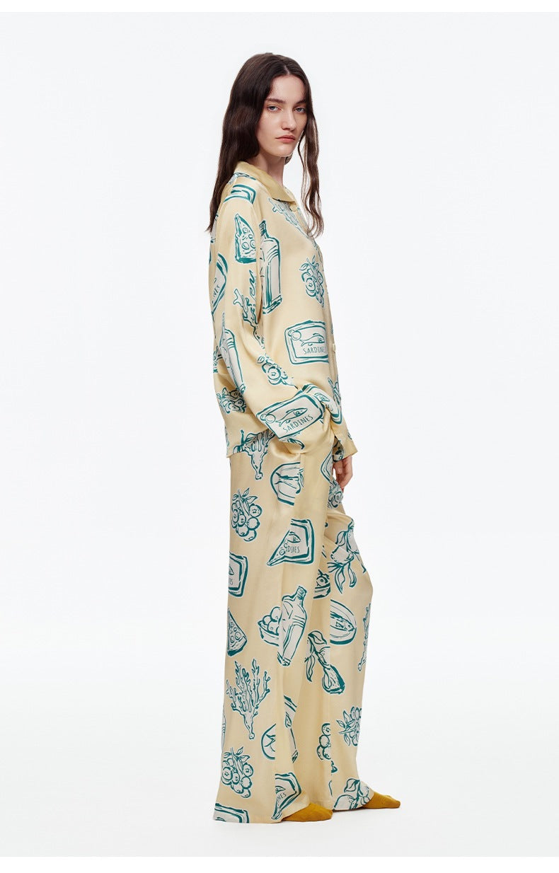 Printed Long Sleeve Pajama Set | Skin-Friendly Comfort Loungewear