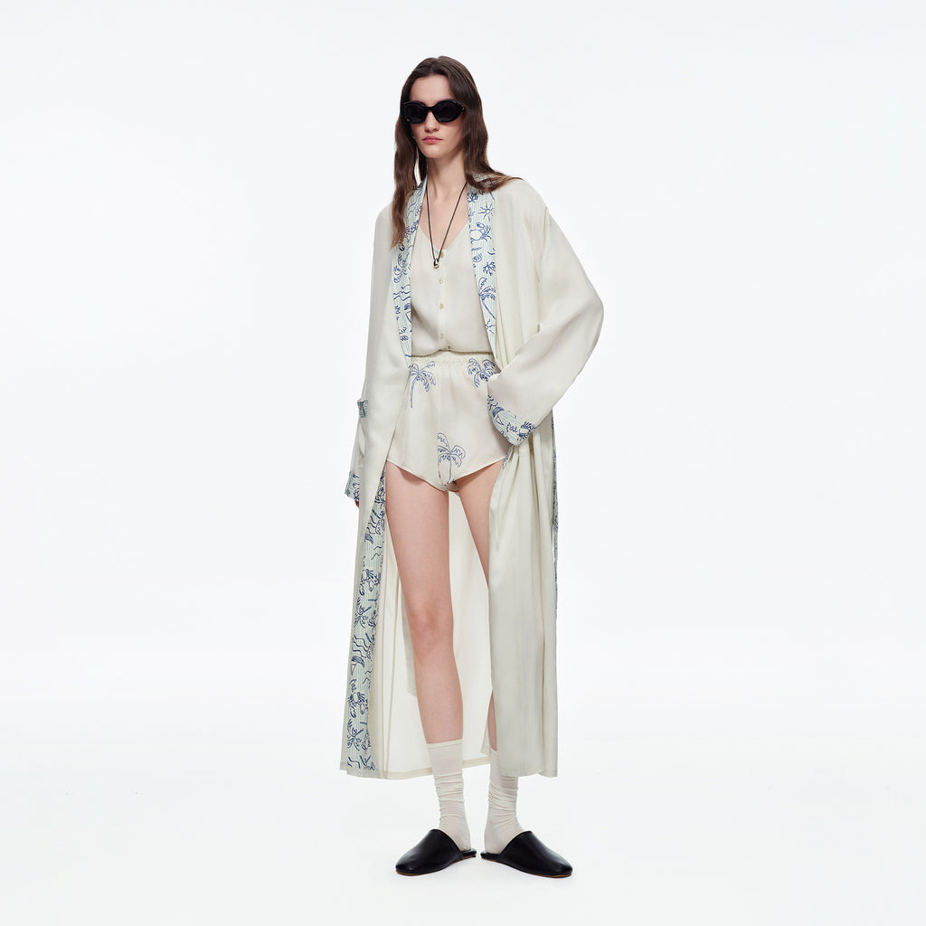 Printed Matte Morning Robe | Lightweight Luxury Sleepwear