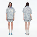 Blue Island Print Short Sleeve Pajama Set | Summer Loungewear You Can Wear Outside