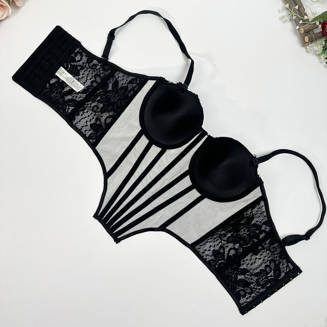 Luxury Lace Trim Fishbone Corset Bra