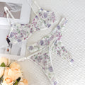 Mesh Print Sheer Lift Bra Set with 2 Pairs of Underwear