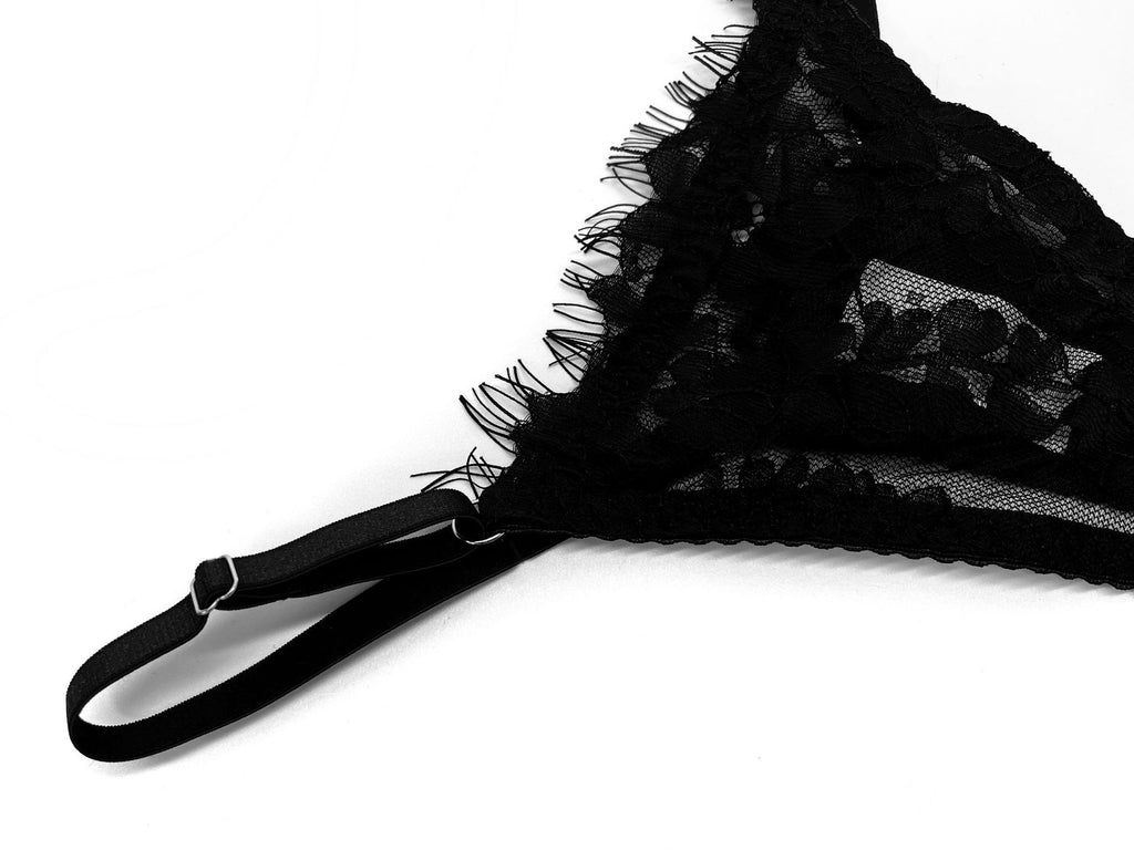 Lace Suspender, Leg Ring & Thong Set – Sheer, Ultra-Thin