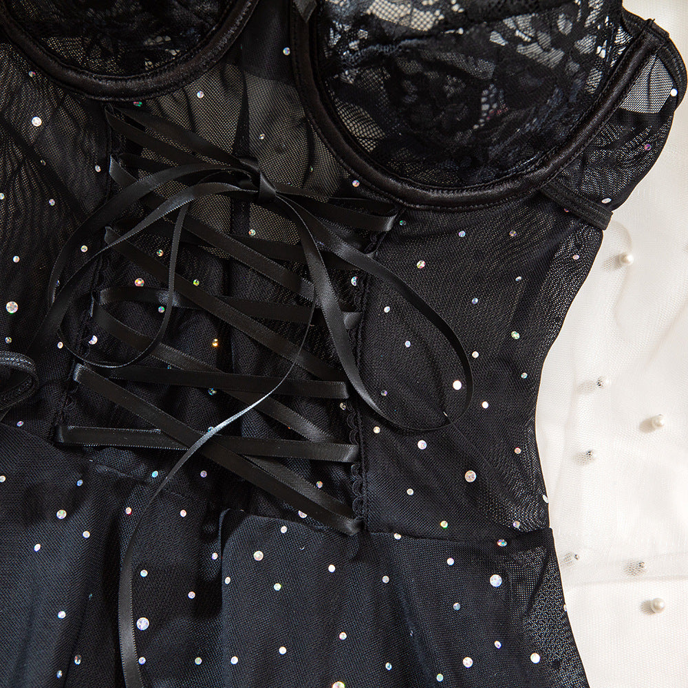 Lace & Sequin Slip Nightdress | French Loungewear Set