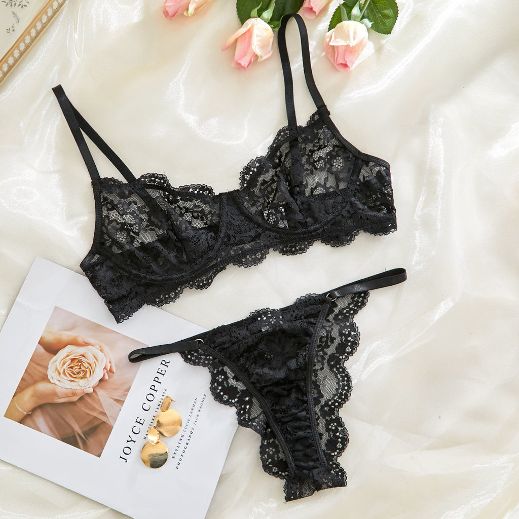 Spaghetti Strap Lace Sheer Sexy Lingerie Set