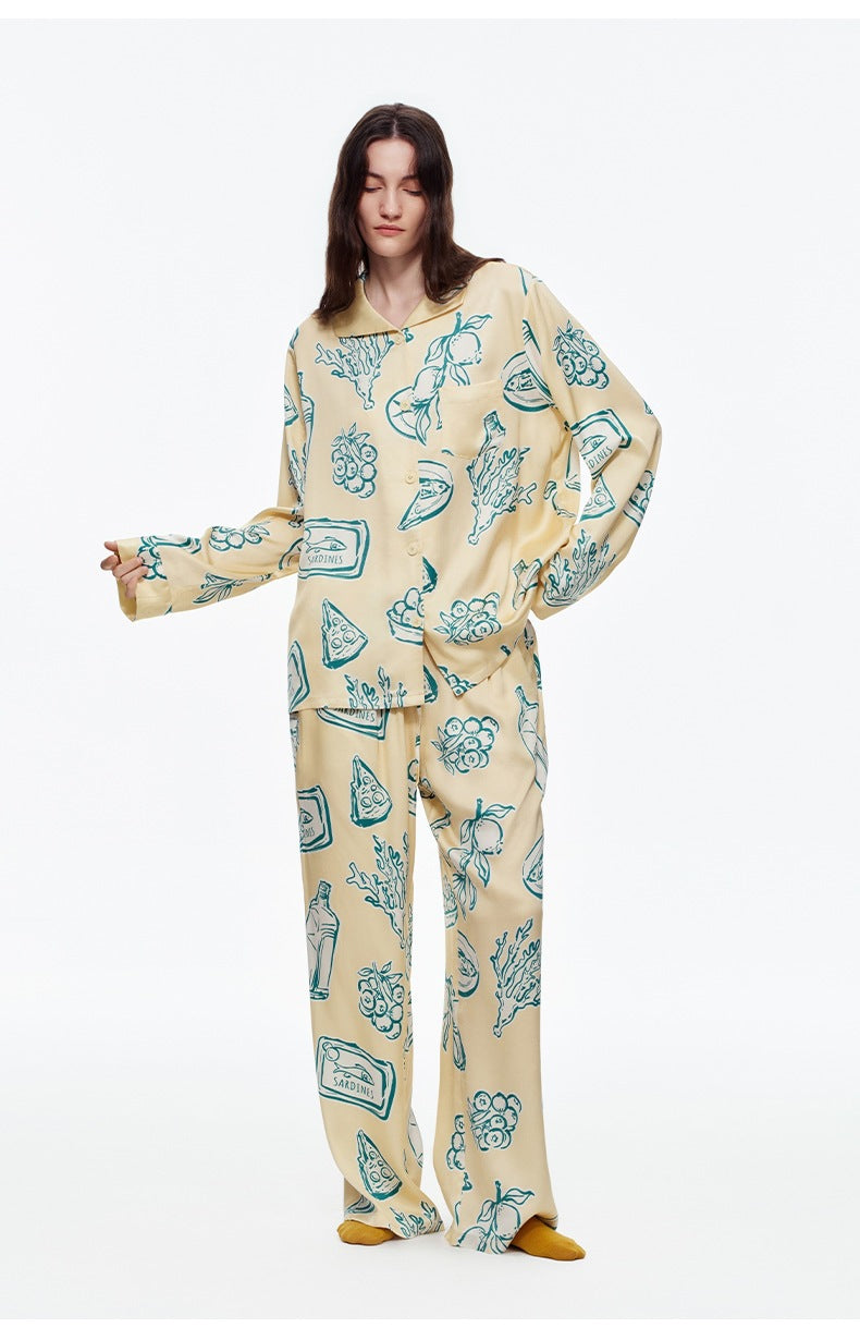 Printed Long Sleeve Pajama Set | Skin-Friendly Comfort Loungewear