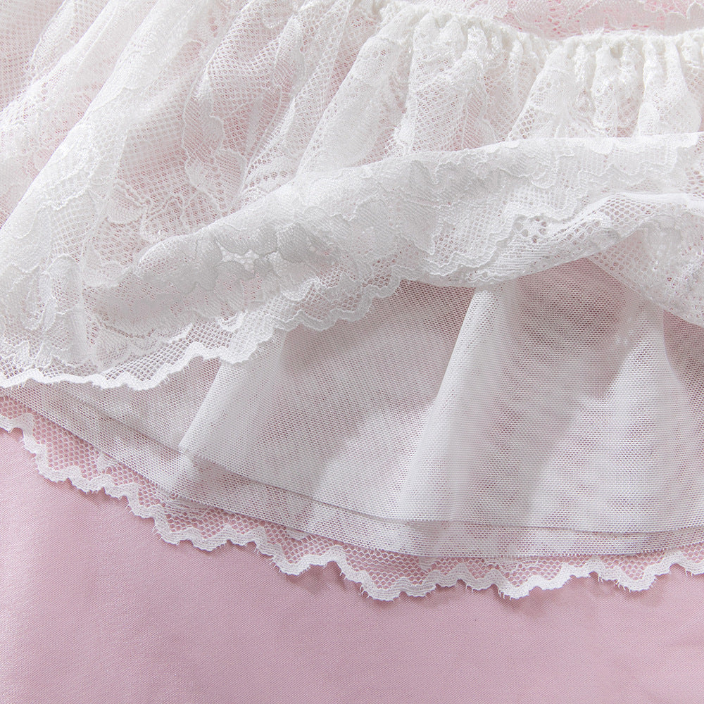 White Lace Three-Piece Lingerie Set | Underwire Bralette & Skirt