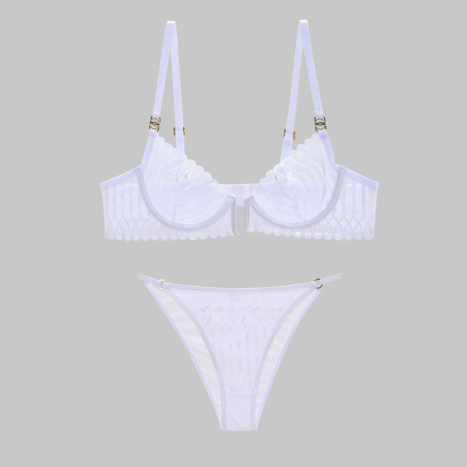 Sheer Mesh See-Through Bra Lingerie Set | Anti-Sag Support | Briefs or Thong | Black White
