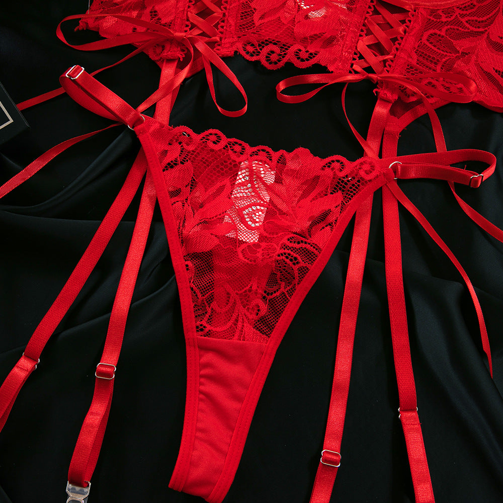 Lace Strap Lingerie Set | Elegant Bra & Brief for Women