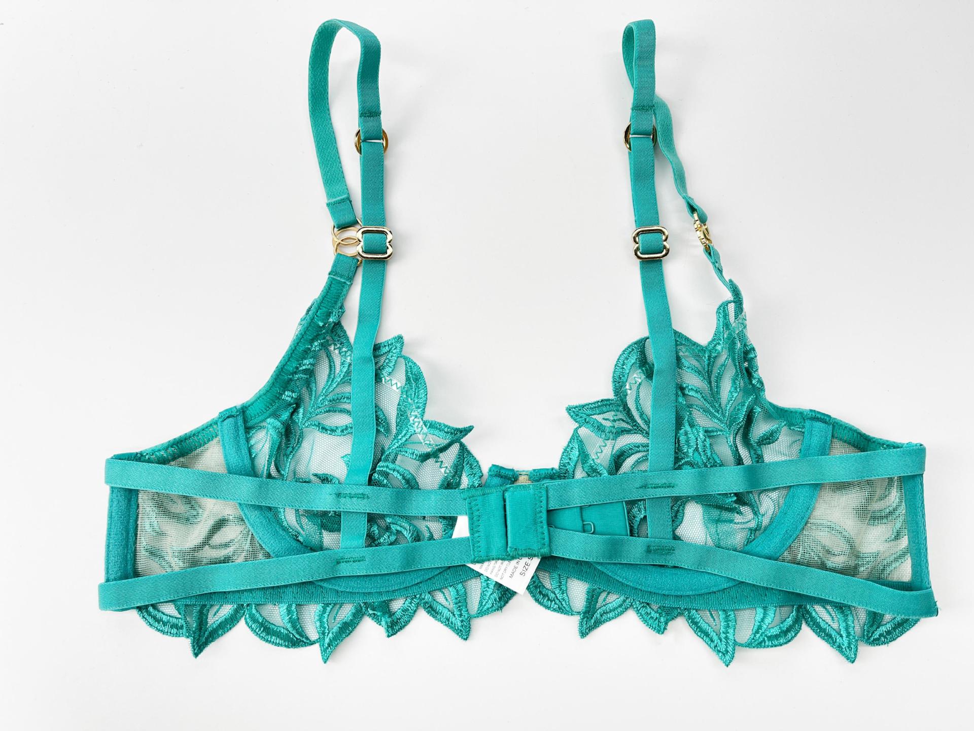 Embroidery Lace Anti-Sag Bra Set – Sheer, Full Coverage, with Thong
