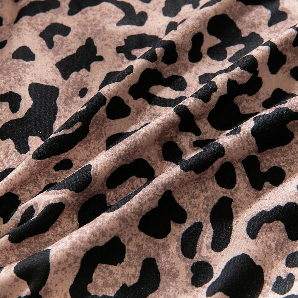 Leopard Print Sheer Mesh Bodysuit | Long Sleeve Shapewear Onesie