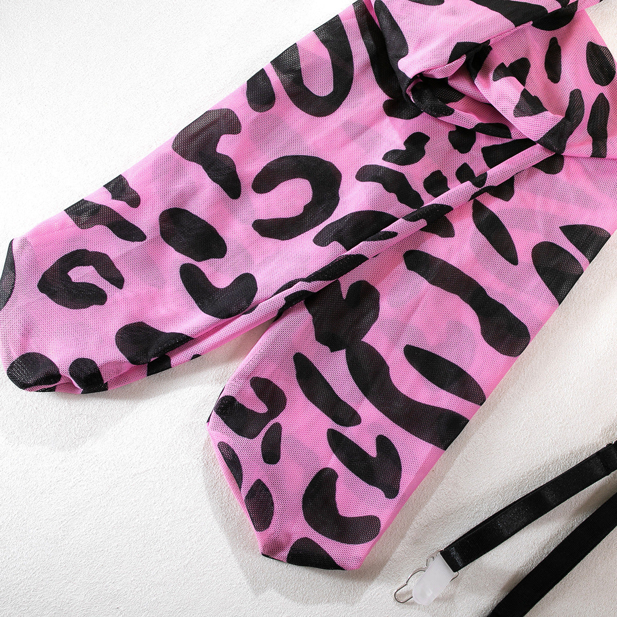 Leopard Print Bra Gloves Leg Sock Lingerie Set
