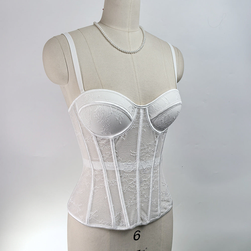 Back Hook Lace Fishbone Corset Bra