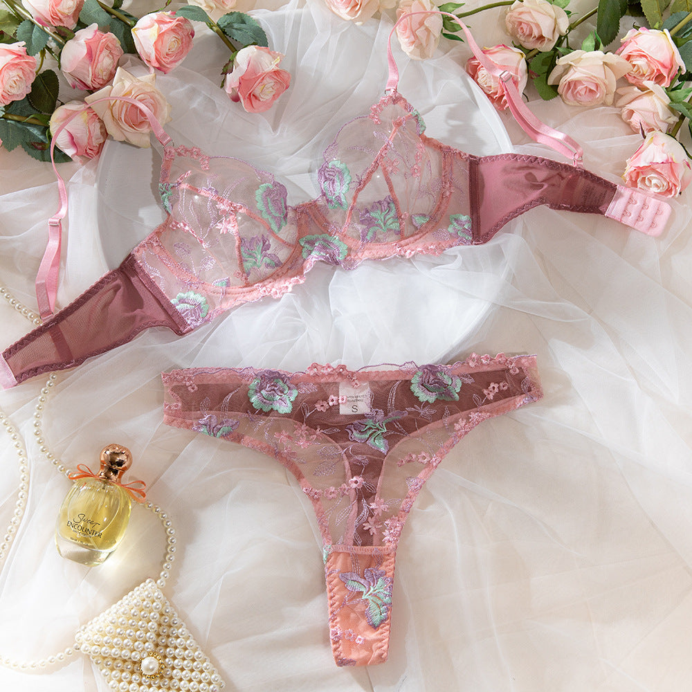 Fleur Lace Embroidery Underwire Lift Bra Set