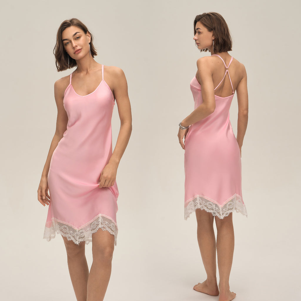 Satin Lace Backless Spaghetti Strap Maxi Slip Dress — Sexy Sleepwear