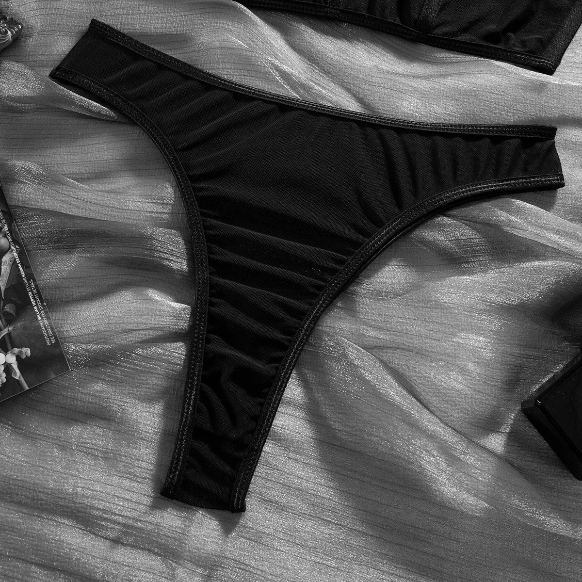 Fishbone Colorblock Sheer Mesh Lift Bra Set