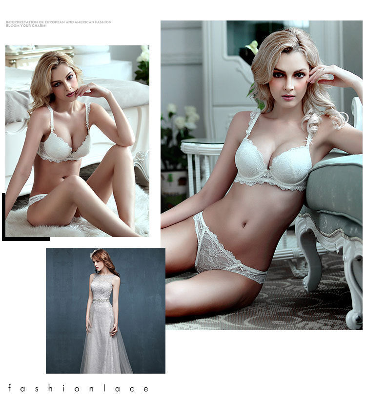 Push-Up Lace Bra Set – Side Support, Anti-Sag & Minimizing | 5 Colors
